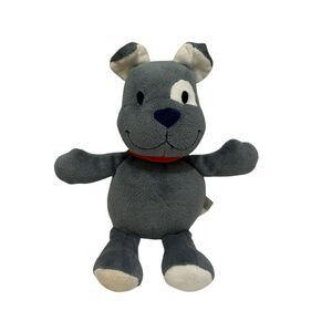 Carters Just One You Plush Gray Bulldog Puppy Dog Baby Toy Orange Collar 2012